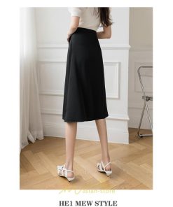スカート | プリーツひざ下 きれいめ 上品 ハイウェスト スリット Aライン デート 黒 きれい 着痩せ 通勤 OL オシャレ ビジネス 春夏秋冬 脚長効果 オフィス