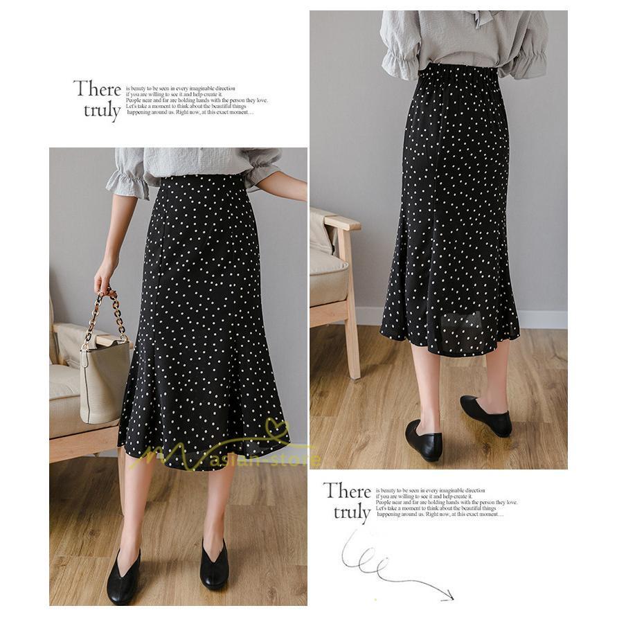 スカート | マーメイドマーメイド レディース ボトムス ロング丈 美シルエット ドット柄 シフォン20代30代40代 通勤通学 春夏 カジュアル 2022
