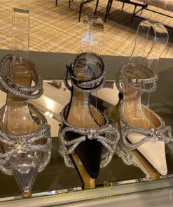 パンプス | ハイヒール パーティー ストラップ サンダル 蝶結び 人工水晶 きらきら 6cm8cmヒール 結婚式 ヒール 長時間 夏 華奢魅せ 美脚 靴 疲れない