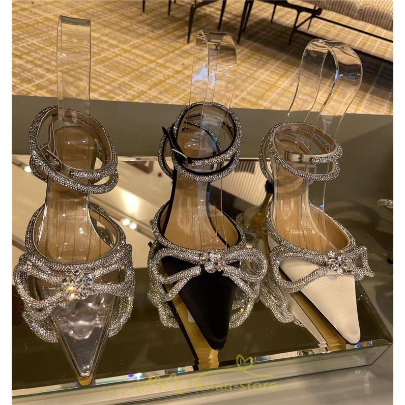 パンプス | ハイヒール パーティー ストラップ サンダル 蝶結び 人工水晶 きらきら 6cm8cmヒール 結婚式 ヒール 長時間 夏 華奢魅せ 美脚 靴 疲れない