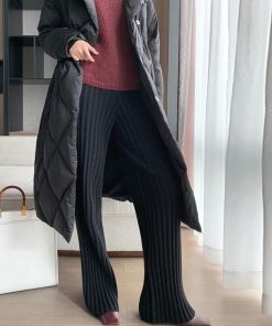 ワイドパンツ | リブニットパンツ リラックスパンツ厚手