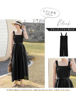 ノースリーブ | サロペット レディース 無地 着痩せ キャミサロペット 可愛い 20代 30代 カジュアル 春 夏 秋 韓国風 ゆったり パンツ コーデ プルオーバー