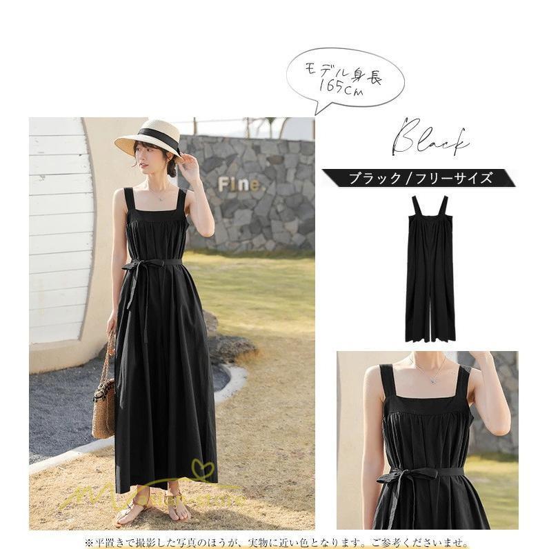 ノースリーブ | サロペット レディース 無地 着痩せ キャミサロペット 可愛い 20代 30代 カジュアル 春 夏 秋 韓国風 ゆったり パンツ コーデ プルオーバー