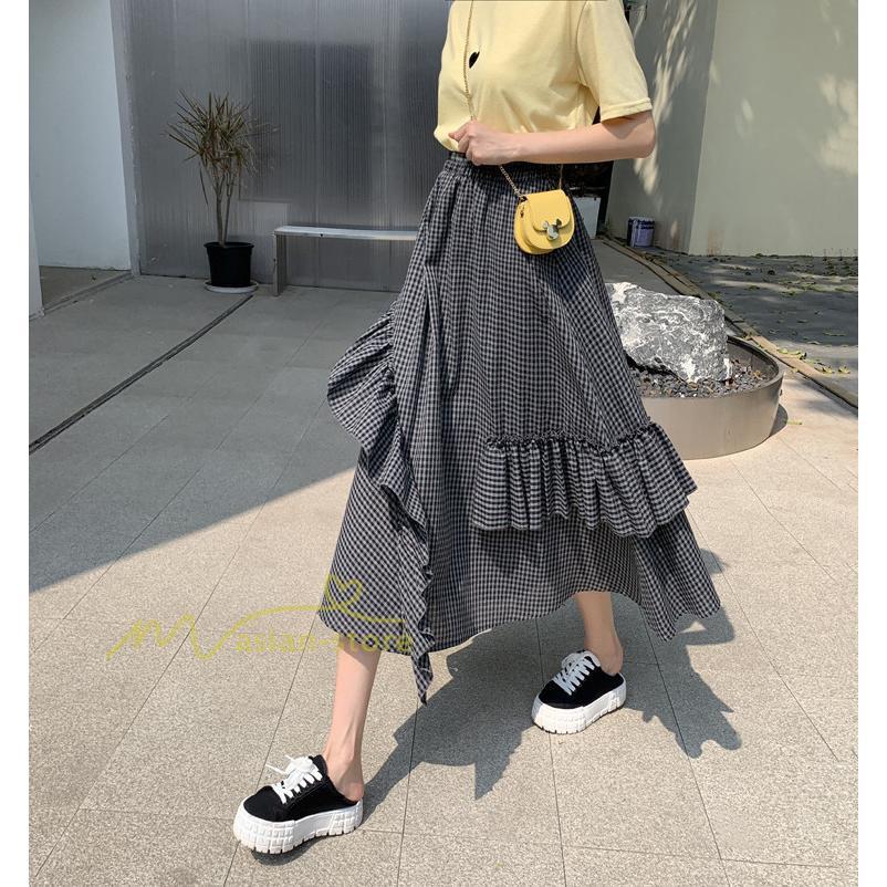 スカート | プリーツロング 春 夏 秋 マキシ 大きいサイズ フレアマキシプリーツ チェック柄 通勤通学 20代30代40代 不規則 フレア
