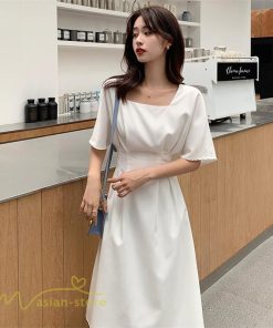 ミディアム | ワンピース レディース 春 夏 半袖 サマーワンピース 着痩せ 無地 カジュアル 大きいサイズ 上品 Aラインワンピース 大人 韓国風 通学 シフォン お出かけ 通勤