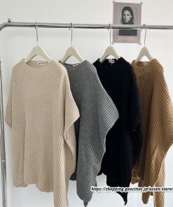 ニット・セーター | ニット レディース セーター 秋冬 春 トップス マント ポンチョ 重ね着風 大人 無地 ニットセーター 上品 サイドスリット プルオーバー ゆったり カジュアル