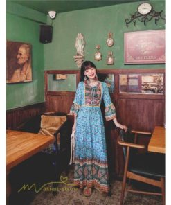 マキシ | ワンピース 長袖 レディース ロング丈 コットン Aライン ゆったり 体型カバー 大人 可愛い ナチュラル 春 夏 秋 海外旅行 フェミニン 着痩せ Vネック エスニック