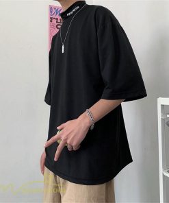 Tシャツ | Tシャツ メンズ 5分袖 カジュアル おしゃれ シンプル モックネック ゆったり 夏新作 英字 メンズスタイル 5分袖日常感 サマー カッコウイイ