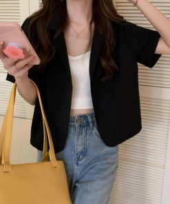 テーラードジャケット | ベーシッククロップド丈半袖ジャケット