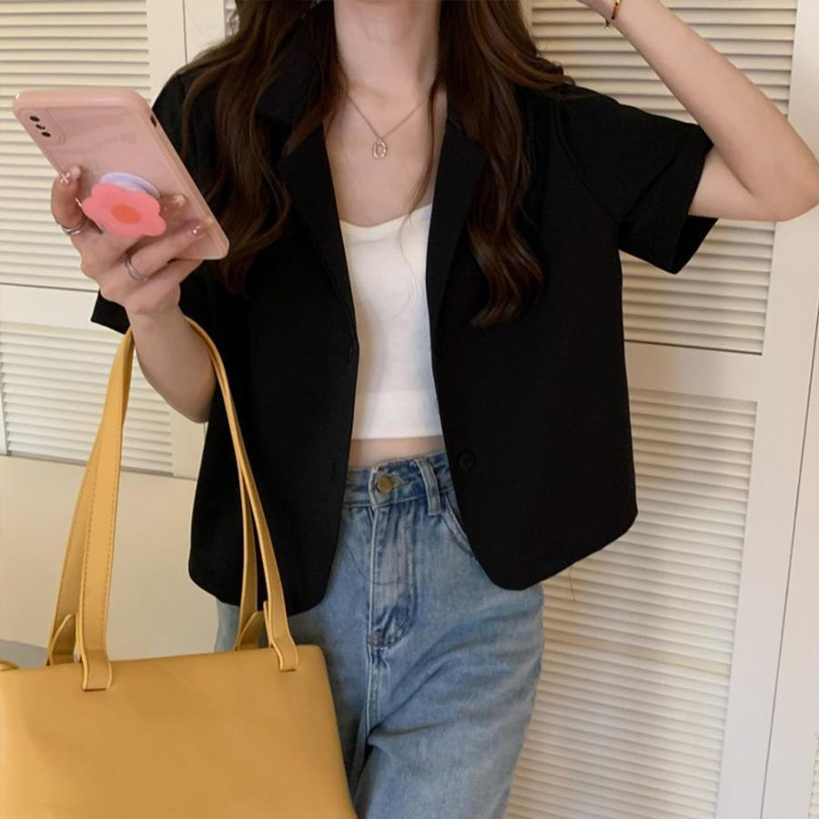 テーラードジャケット | ベーシッククロップド丈半袖ジャケット