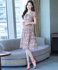 ミディアム | ワンピース レディース Aライン カジュアル Vネック サマー 半袖 ひざ丈 ミディアムワンピース 大きいサイズ 上品 花柄 着痩せ サマーワンピース 夏服