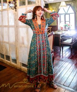 マキシ | ロングワンピース 九分袖 夏ワンピース 秋新作 Aラインワンピース マキシワンピース 刺繍 花柄 プリント 切り替え 旅行 舞台 ダンス 30代40代 可愛い ワンピース