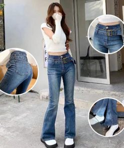 デニム | セミフレアデニムパンツ レディース 美脚