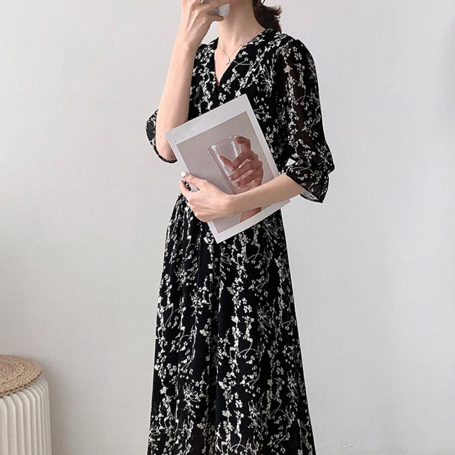 ワンピース | 花柄 フレアワンピース春夏カシュクール風