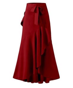 スカート | ロングマーメイドフレアセクシーウエストゴム ハイウエスト 無地 フェミニン ママ パーティー 二次会 ダンス お呼ばれ