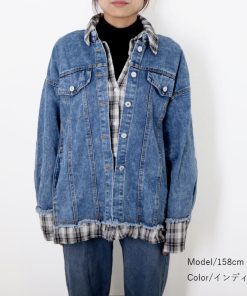 テーラードジャケット | ジャケット オーバーサイズ アウター 秋冬 レディース ドッキング デニム Gジャン