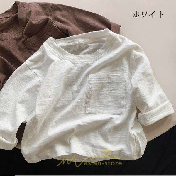 衣装 服 | 子供服 子ども服 こども服 キッズ 長袖tシャツ 女の子 男の子 長袖 トップス ロンT クルーネック コットン 高品質 保育園 胸ポケット シンプル 無地 可愛い