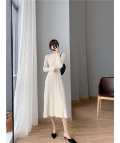 ニットワンピース | レディース 冬 きれいめ ロング おしゃれ 秋冬 長袖 送料無料 可愛い 着痩せ Aライン 20代30代40代50代 韓国風 ハイネック