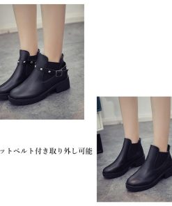 ショートブーツ | ブーティ 厚底 ショットブーツ 美脚ブーツ ローヒール 履きやすい リベット付き お洒落 サイドゴアブーツ レディース