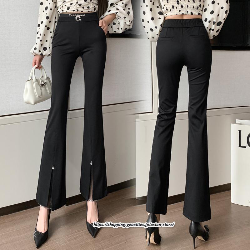 チノ・テーパード・ジョガー・スキニーパン | パンツ 秋 冬 レディース フレアパンツ ボトムス スリット スキニーパンツ 秋 冬 黒 無地 50代 40代 30代 大きいサイズ おしゃれ キレイめ 20代 送料無料 暖か
