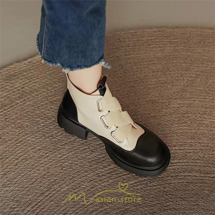 ショートブーツ | レディース 歩きやすい ワークブーツ 楽チン 痛くない ラウンドトゥ 美脚 厚底 カジュアル 通勤 通学 旅行 50代 30代 お出かけ 40代 20代