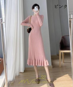 ニットワンピース | ロングワンピース ワンピース レディース ロング丈 秋 冬 マーメイド 着痩せ セクシー 足細効果 韓国風 20代30代40代50代 フェミニン