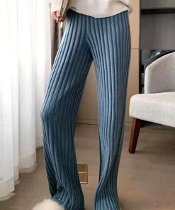 ワイドパンツ | リブニットパンツ リラックスパンツ厚手