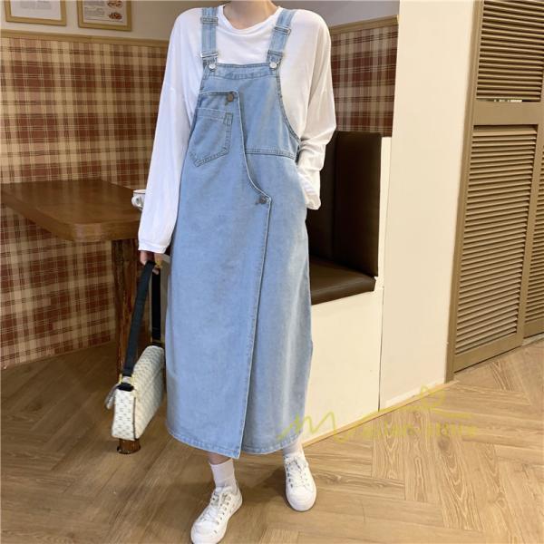 オーバーオール サロペット | レディース レディス ボトムス ジャンバースカート サロペット ロング丈 無地 20代 30代 40代 50代 上品 デニムワンピース オールインワン 体型カバー デニム