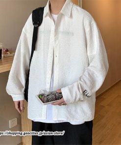 シャツ | ライトアウター メンズ 前開き 長袖 英字 シンプル ゆったり 大きいサイズ 秋 コーデ メンズスタイル 長袖5XL 新作 カジュアル カッコウイイ