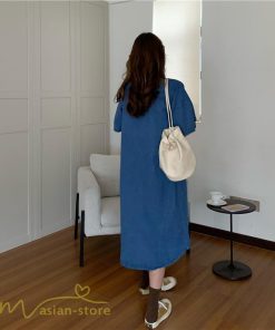 ミディアム | ワンピース デニムワンピース 半袖 ひざ丈 シャツワンピース 夏新作 体型カバー デニム フリーサイズ レトロ風 カジュアル 膝丈 かわいい 無地 ワンピ きれいめ
