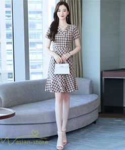 ミディアム | ワンピース チェック柄 レディース 膝丈 カジュアルワンピース Aライン フレア おしゃれ 上品 大きいサイズ きれいめ 夏服 上品 サマーワンピース エレガント