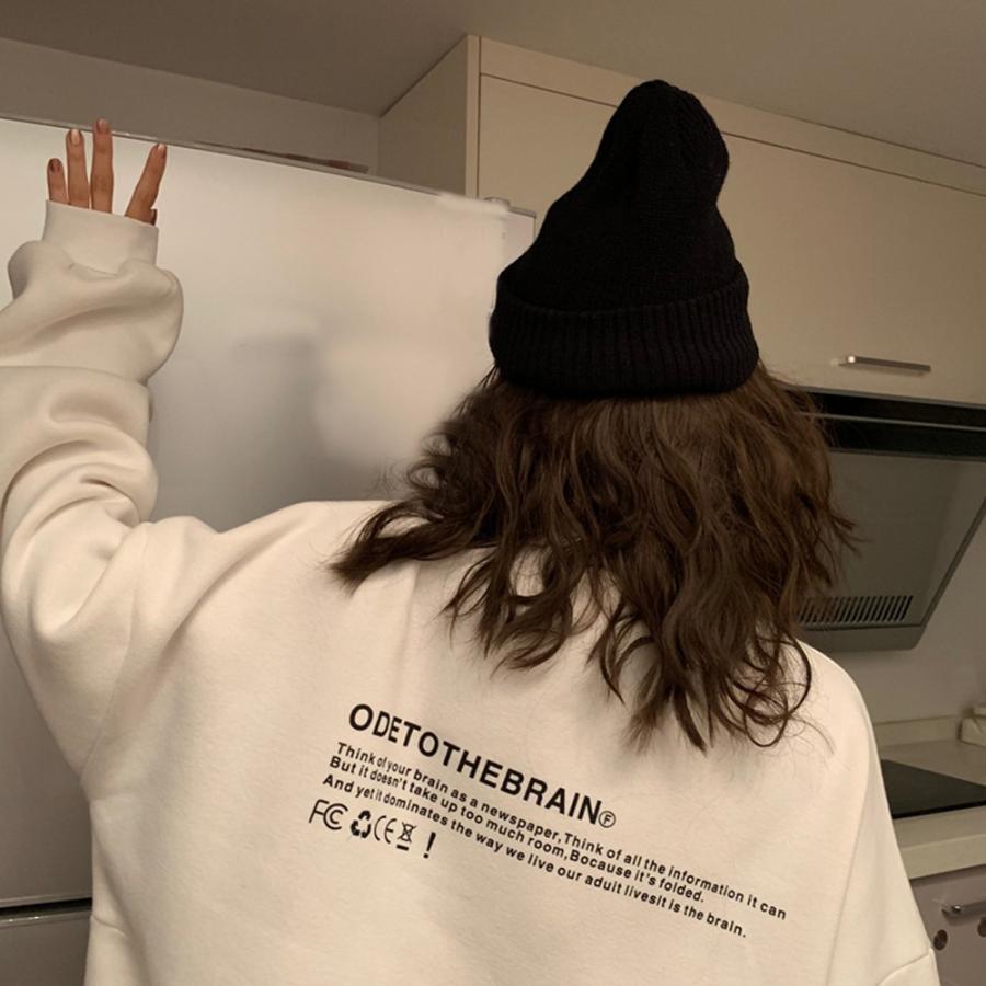 パーカ | 裏起毛 オーバーサイズ プルオーバー 体型カバー 長袖 トップス トレーナー スウェット レディース