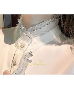 シャツ・ブラウス | ブラウス レディース きれいめ 40代 春秋新作 オシャレブラウス 白ネックシャツ 立ち襟 20代30代 通勤通学 カジュアル 夏物 お出かけ フォーマル 着痩せ 上品