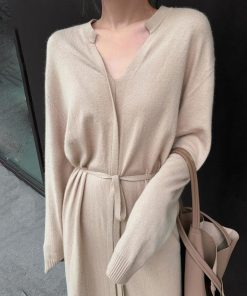 ワンピース | キーネック 大人 おしゃれ ロングワンピ 秋冬 シンプル 上品 ニットレディース セーター暖かい