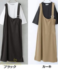 ノースリーブ | ノースリーブワンピース レディース 韓国風 無地 ワンピース ロングワンピース フリーサイズ カーキ ブラック 夏 お出かけ キャミワンピース 40代 30代 20代