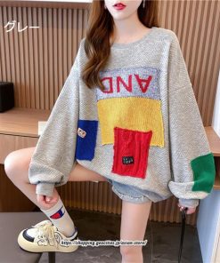 パーカー | トレーナー レディース プルオーバー クルーネック 長袖 トップス Tシャツ スウェット ゆったり 切り替え 大きいサイズ コットン 丸首 送料無料 おしゃれ 綿