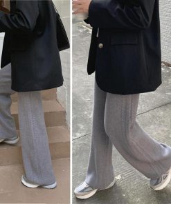 ワイドパンツ | ワイドニットパンツ 韓国風 ロングパンツ