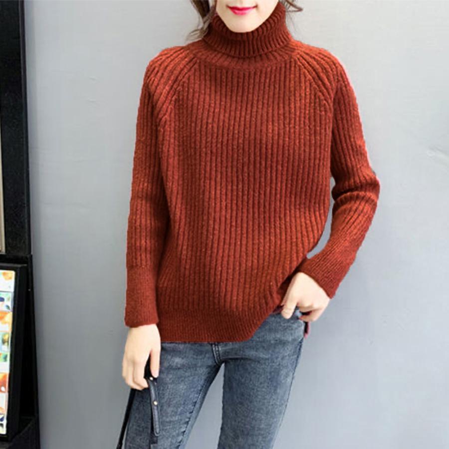 ニット・セーター | リブニットトップス タートルネック 韓国