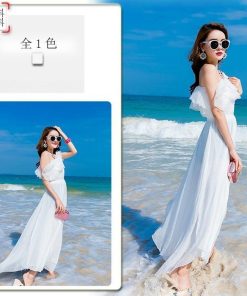 ノースリーブ | マキシシフォンフレアワンピース ロングワンピース 白ワンピース サマーワンピ お呼ばれ 海 旅行 おしゃれ パーティー 肩出し レディース ハイウエスト