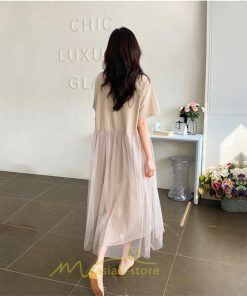 マキシ | ワンピース レディース マキシ丈 コットン 体型カバー 着痩せ 韓国風 30代 40代 50代 丸ネック 通勤 OL 新作 2022 お出かけ デート おしゃれ キレイめ