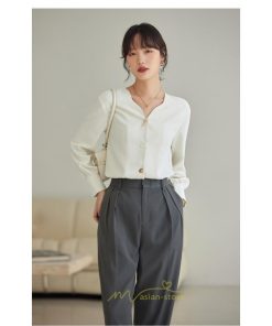 シャツ・ブラウス | ブラウス レディース シャツ トップス Vネック 長袖シャツ 無地 オフィス カジュアル おしゃれ 通勤 お仕事 フォーマル 上品 20代30代40代50代 可愛い