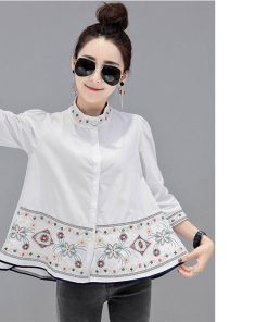 シャツ・ブラウス | シャツ ブラウス レデイース 刺繍 花柄 トップス ファッション シンプル デイリーコーデ エスニック トレンド お出かけ フェミニン エレガント カジュアル