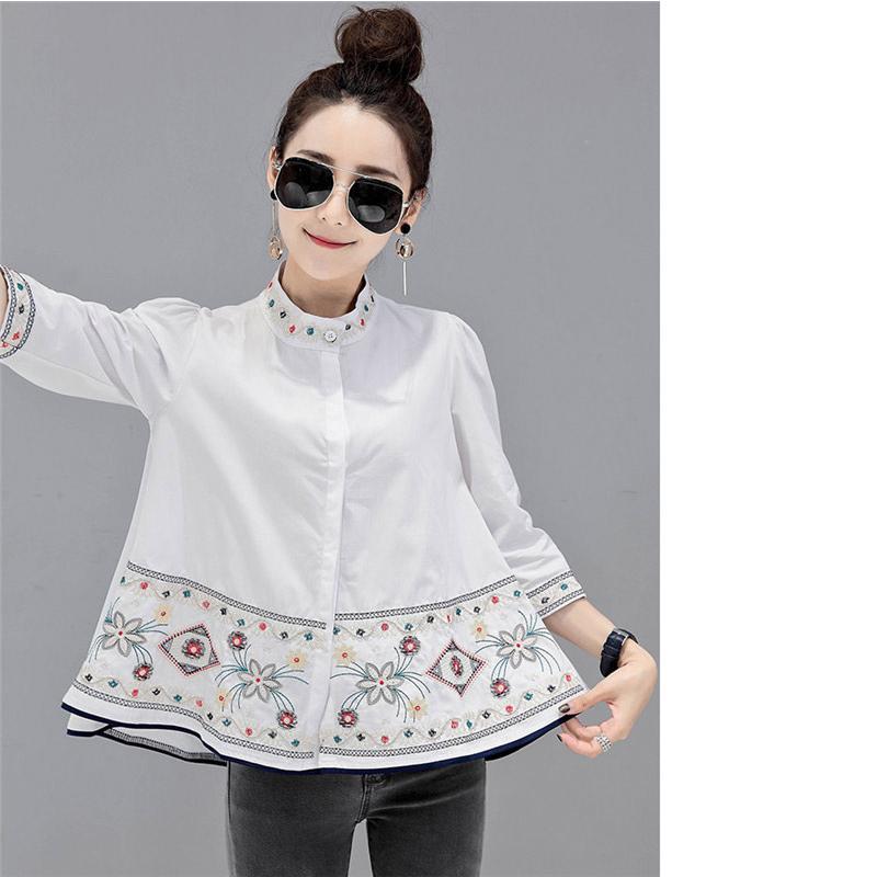 シャツ・ブラウス | シャツ ブラウス レデイース 刺繍 花柄 トップス ファッション シンプル デイリーコーデ エスニック トレンド お出かけ フェミニン エレガント カジュアル