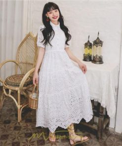 マキシ | リゾートワンピ ビーチウェア リゾート ワンピース レース 夏 秋 大人可愛い リゾート お出かけ 愛されコーデ 流行 お茶会 半袖 女子会 ダンス 学園祭 撮影会