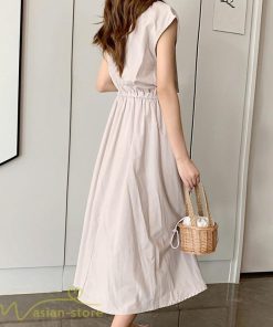 マキシ | 夏ワンピース 半袖 涼感 フレアワンピース 可愛い ロングワンピース ミモレ丈 大人 30代40代 オフィス お出かけ スリム 裏地付き リネン フェミニン 無地