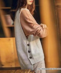 ベスト | ニットニットタンクトップ レディース ニット タンクトップ トップス 重ね着 ノースリーブ タンク セーター コーデ 秋 チョッキ ボタン付き