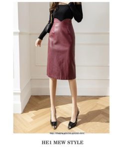 スカート | レディース タイトレザーボトムス ハイウエスト ひざ丈 秋冬 カジュアル お洒落 大人 可愛い 着痩せ 30代 40代 コーデ 50代 20代