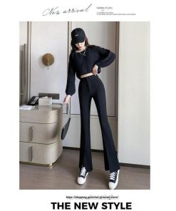 チノ・テーパード・ジョガー・スキニーパン | フレアパンツ レディース ハイウエスト センターシーム 韓国ファッション オフィス カジュアル 通勤 シンプル デイリー 春 秋 韓国 送料無料 冬 スリット