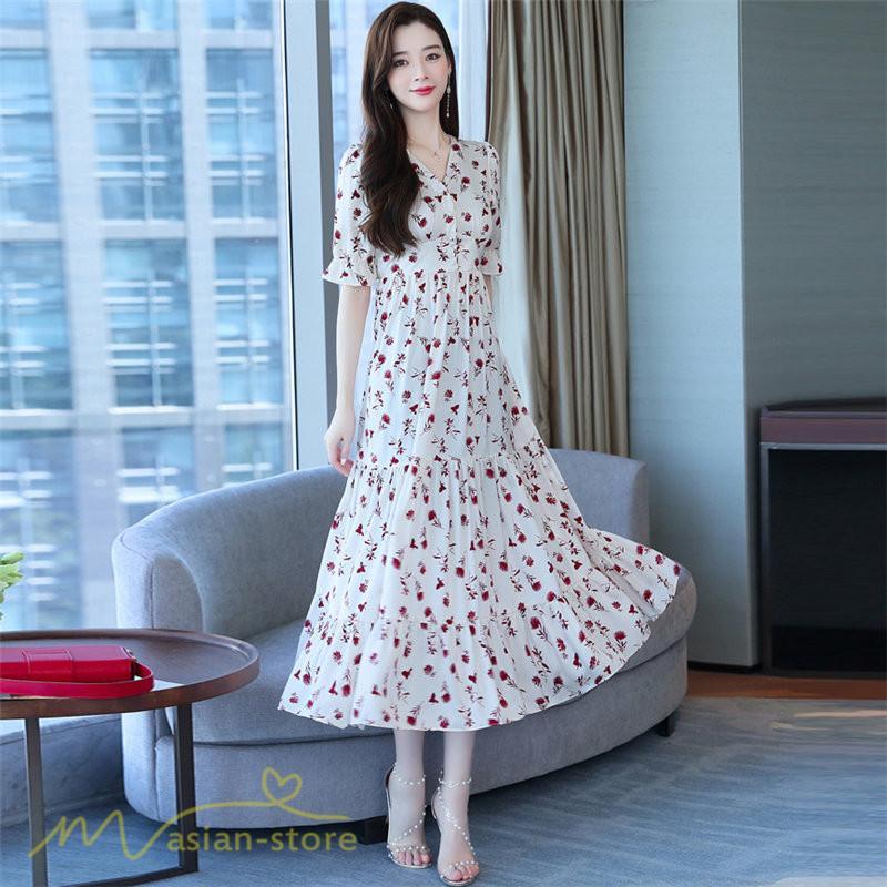 マキシ | ロングワンピース レディース カジュアル 半袖 ロング丈 ワンピース 着痩せ サマーワンピース おしゃれ カジュアル 上品 きれいめ 花柄 40代 20代 夏服 30代