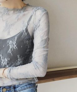 シャツ・ブラウス | トップス レディース チュール ハイネック 長袖 レース レースインナー トップス シースルー